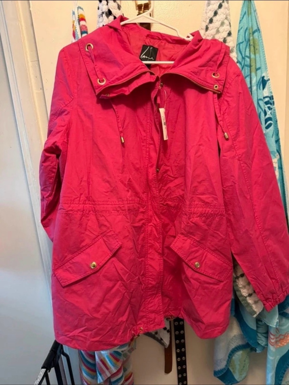 Lane Bryant Hot Pink Hooded Utility Jacket